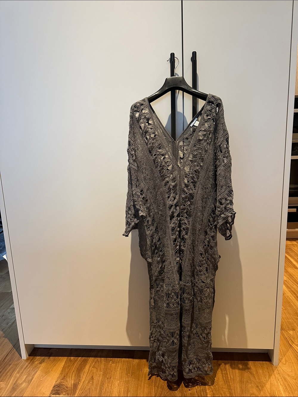 Eberjey Gray Crochet V-Neck Maxi Cover-Up
